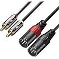 J&D 2 RCA to XLR Male Cable (6 Feet), Unbalanced Dual XLR to RCA Male Connection Cable for Speakers, Amplifiers, HiFi Stereo Audio Systems