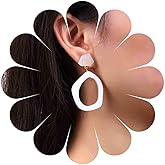 Erimberate Bohemian Acrylic Resin Dangle Earrings White Irregular Geometric Drop Earrings Hollow Acrylic Stud Earrings Minimalist Resin Geometric Earrings Jewelry for Women