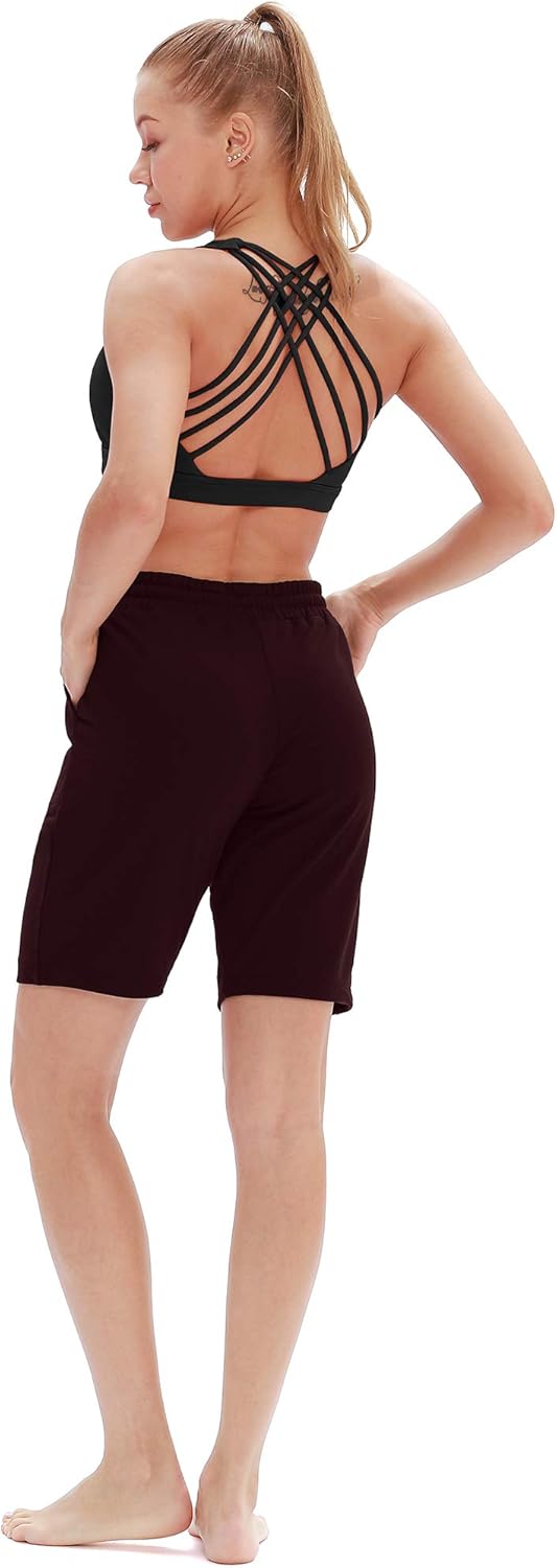 icyzone Athletic Running Yoga Shorts for Women - Women's Workout Active Lounge Bermuda Shorts with Pockets: Clothing