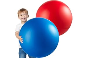 PlayBolt Jumbo 18-Inch Playground Balls (2 Pack, Red & Blue) - Giant Large Inflatable Rubber Kickball for Kids and Toddlers, Boys & Girls Backyard, Sports, Gym, Recess, Indoor & Outdoor Games w/Pump