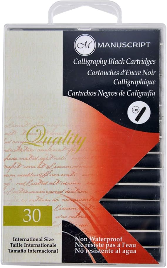 Manuscript Pen MC0401CB Fountain Pen Ink Calligraphy Cartridges, Black