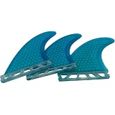 UP SURF Surfboard Tri Fin Single Tab M Size Fiberglass+Honeycomb Surfboard Fin G5 Thruster Set(White/Blue/Orange)
