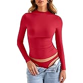 EasyGala Womens Double Lined Mock Turtle Neck Long Sleeve Tops Slim Fitted Going Out Tops Basic T Shirts