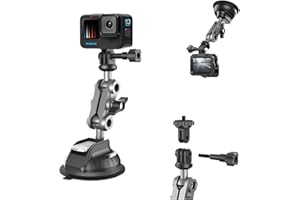 TANSUO Suction Cup Camera Mount Compatible with GoPro Hero 13/12/11, Quick Release Car Mount with 360° Rotating Ball Head and
