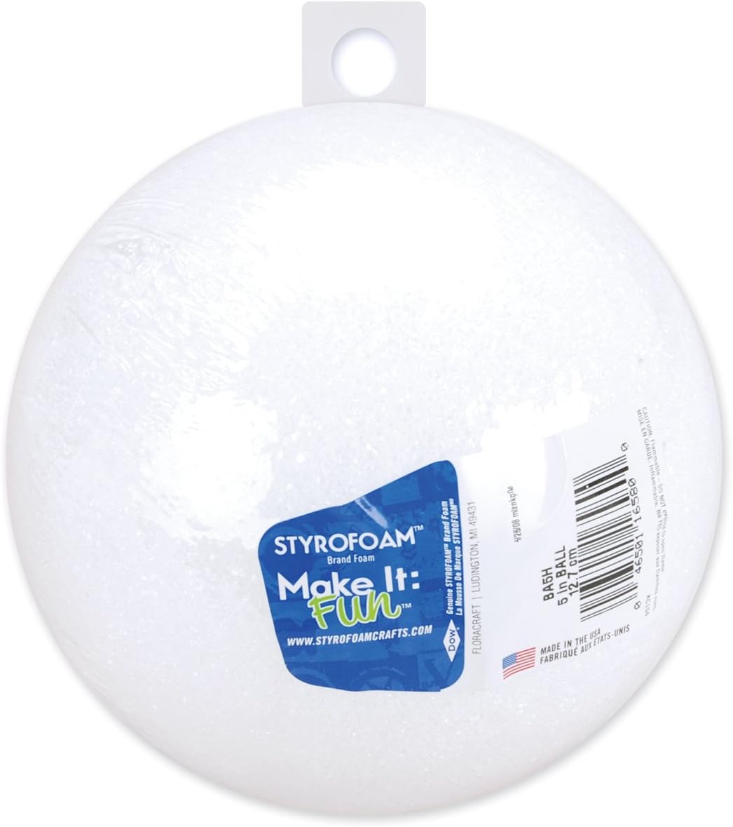 Amazon Com Floracraft Styrofoam Ball 5 Inch White 1 Pack Arts Crafts Sewing