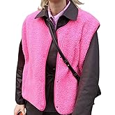 colarat Women's Sherpa Fleece Vest Sleeveless Button Down Fuzzy Faux Shearling Jackets Gilet Outwear with Pockets