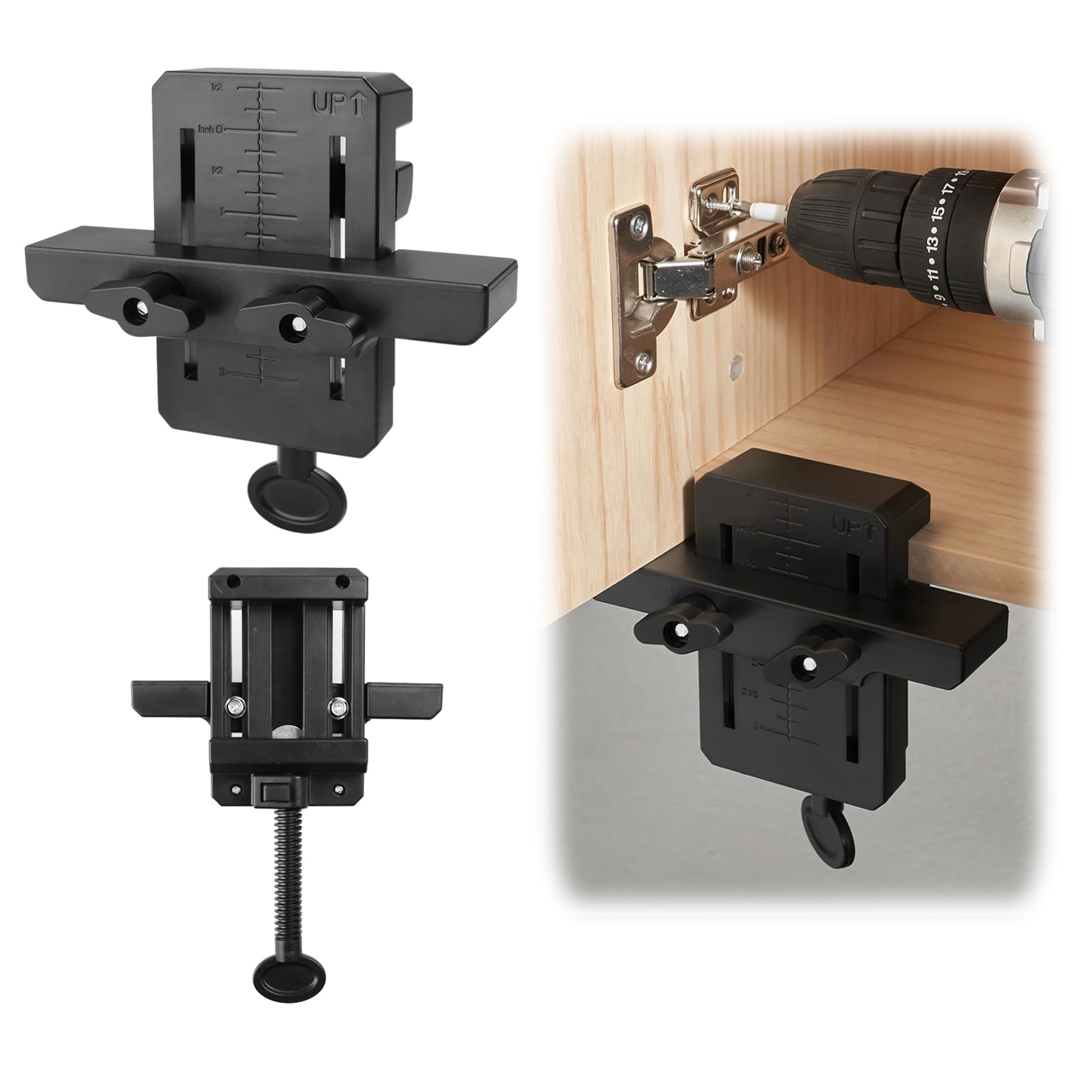 Cabinet Door Installation Positioner, Adjustable Versatile Worktop Hardware Jig Setup High Protective Woodworking Tool Multi-Function Auxiliary Tools Precise Cabinet Hardware for Most Door Types