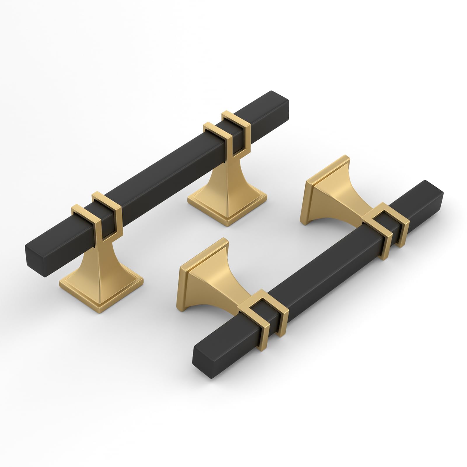 Photo 1 of Haliwu 6 Pack 3 Inch Black and Gold Cabinet Pulls Matte Black Drawer Handles Square 2 Tone Hardware for Kitchen Cupboard
