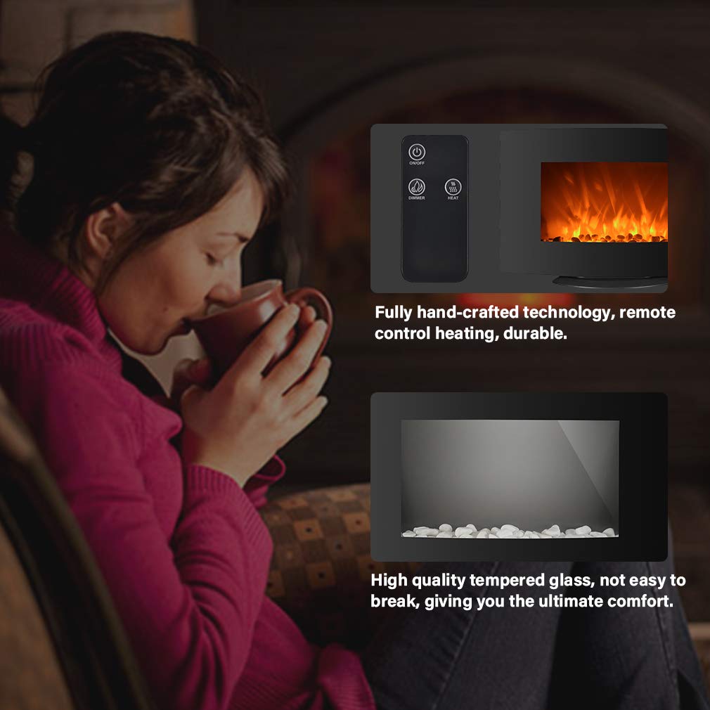 750W/1500W elektrische WAND MONTIERTE KAMIN HEIZUNG 2 in 1 35