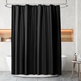 URAQT Shower Curtain PEVA 180x180cm Anti Mould Black 12 Hooks
