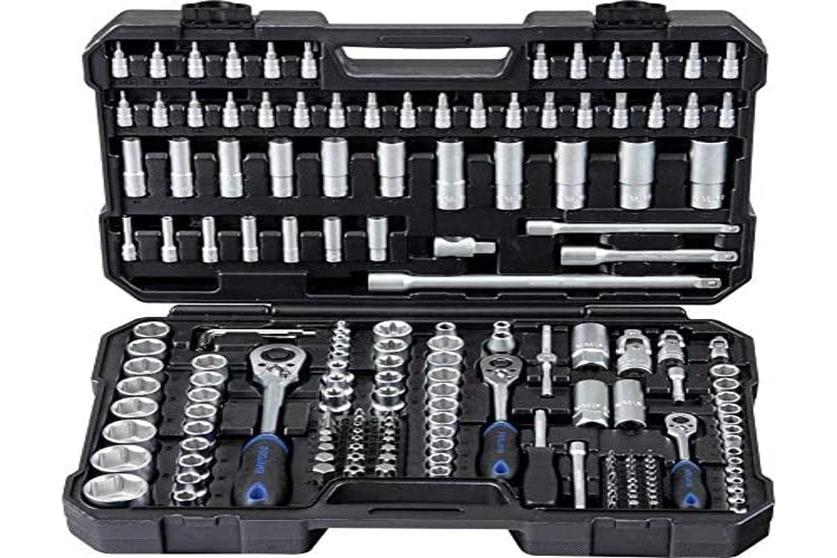 Projahn 8663 Socket Spanner Case ¼ Inch + 3/8 Inch + ½ Inch 182-Piece 48-Tooth Ratchet