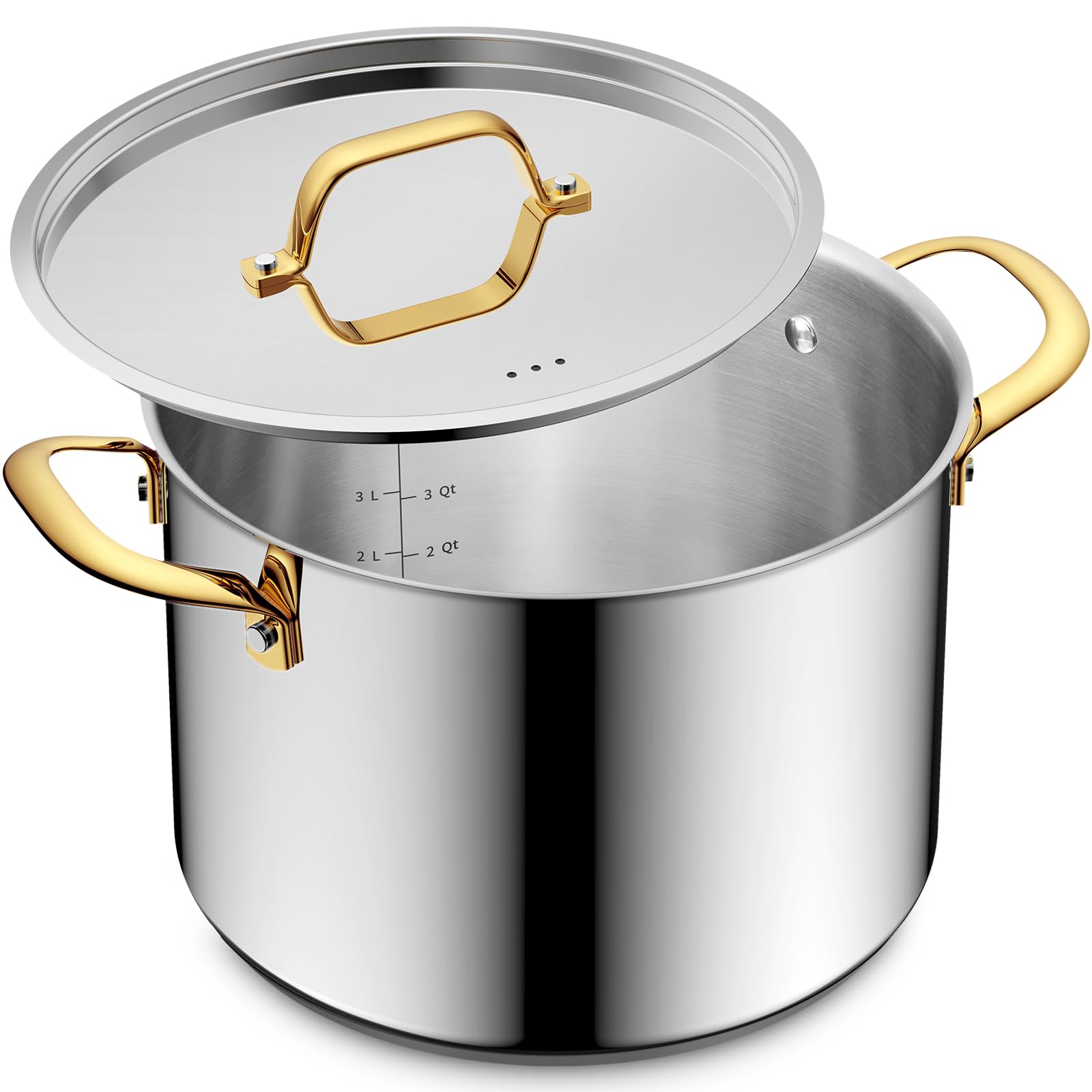 Photo 1 of BEZIA 8 Quart Stainless Steel Stockpot with Lid, Induction Compatible Cooking Pots, Triple-Layer Bottom for Even Heat, Pasta & Soup Pot for Cooking, Boiling, Stewing, Dishwasher Safe