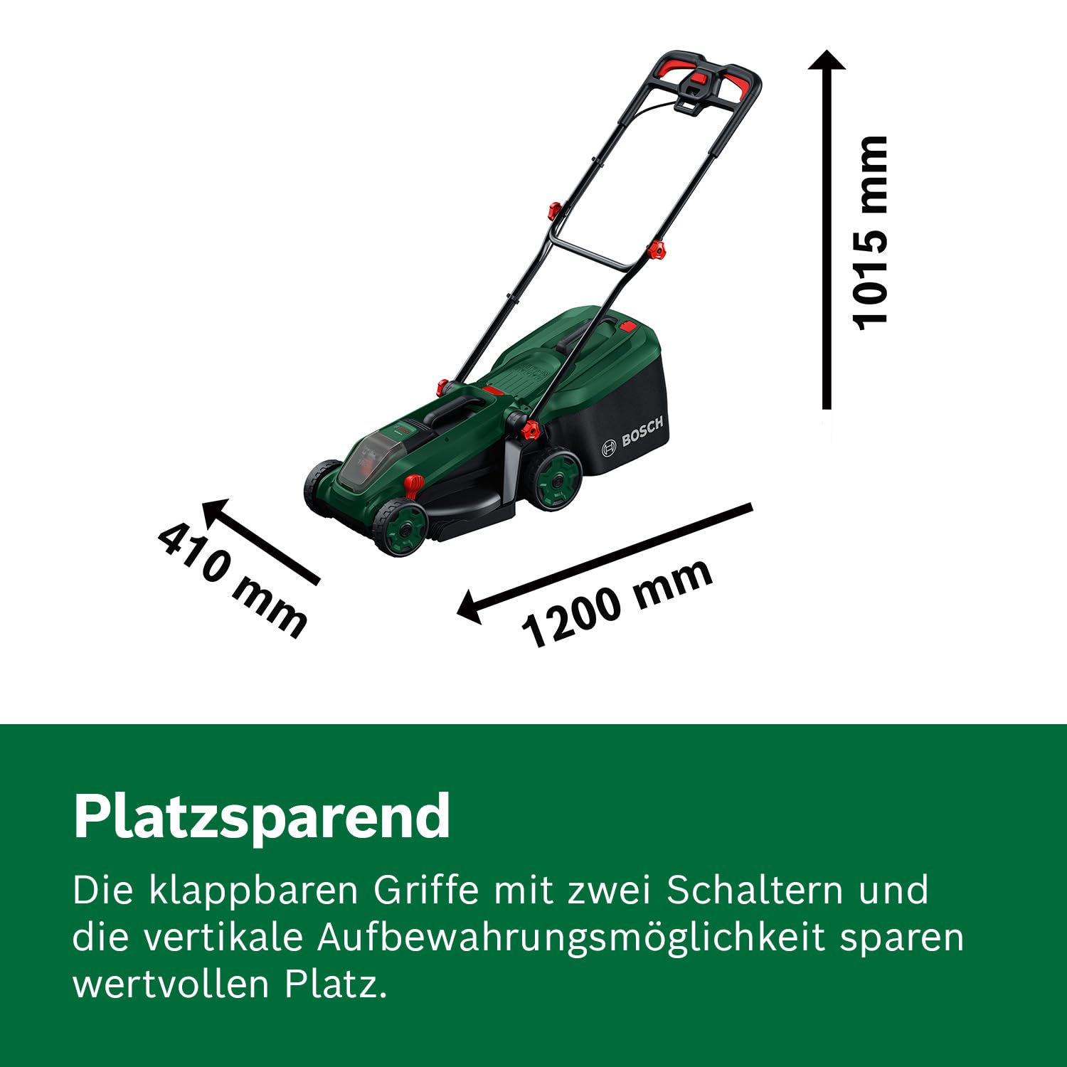 Bosch Akku-Rasenmäher ROTAK18V-34 (Schnittbreite: 34 cm, Schnitthöhe: 25-65 mm, 35 l Stoff-Grasfangkorb, Mulchstopfen, inkl. Akku und Ladegerät) 6