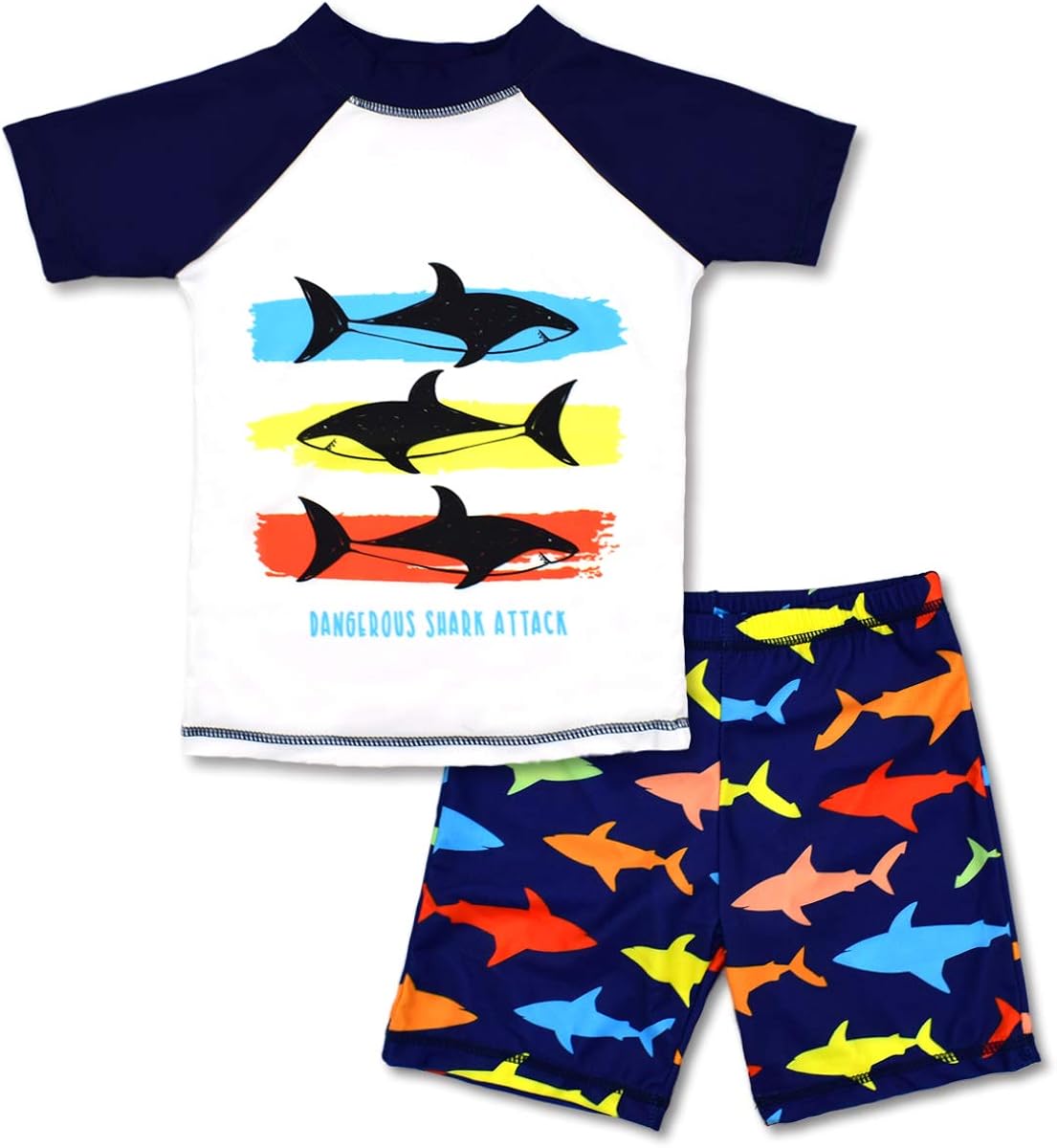 Boys Two Piece Rash Guard Swimsuits Kids Long Sleeve Sunsuit Swimwear Sets: Clothing