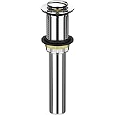 All Metal Brass Pop Up Sink Drain Without Overflow, Chrome