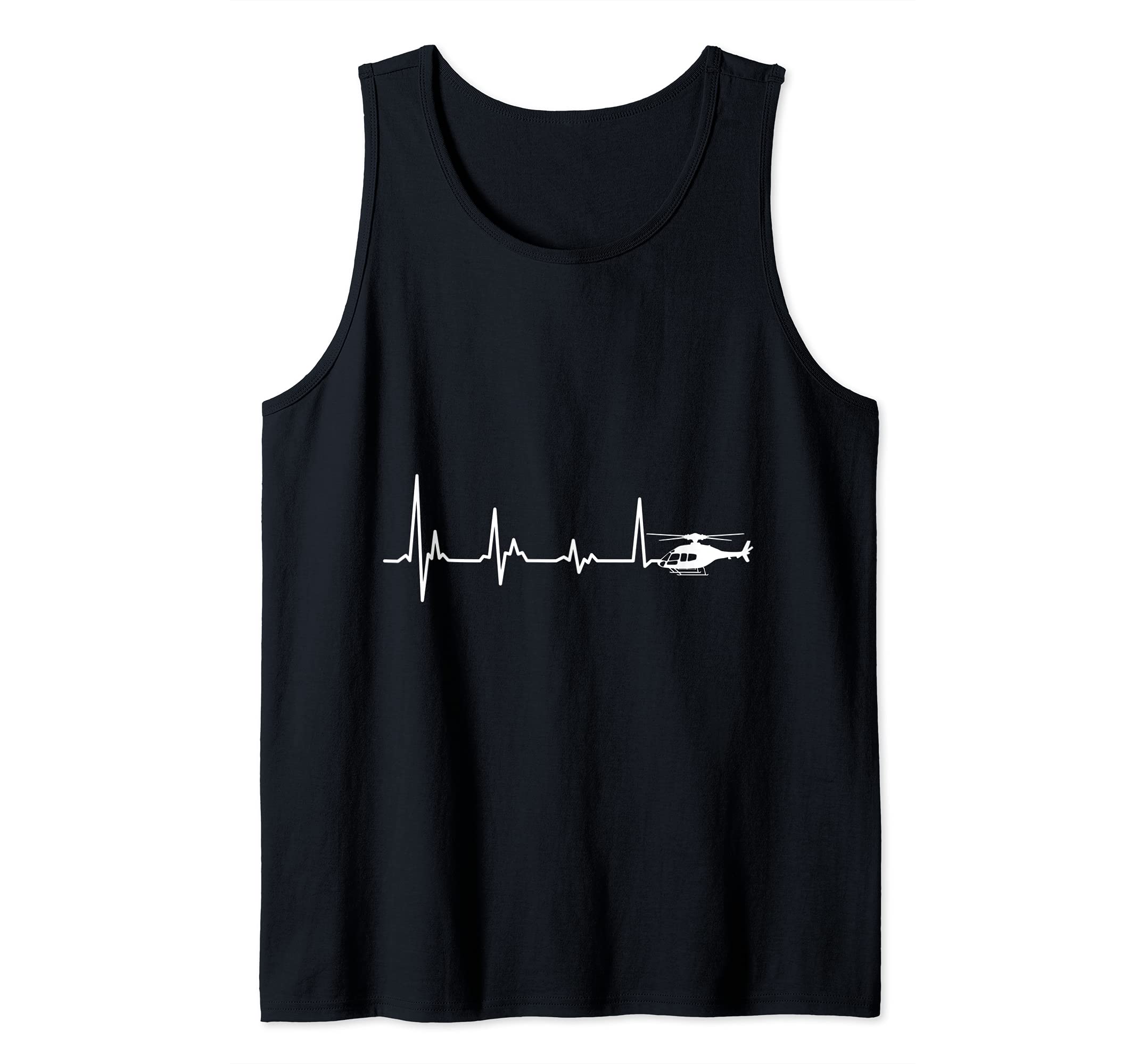 Helicopter Heartbeat Retro Aviation Pilot Heart Beat Tank Top