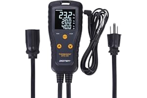 DIGITEN 110V 15A Temperature Controller DTC151 Plug in Thermostat Outlet Digital Temperature Controller for Heat Mat Reptile Greenhouse Aquarium, Heating/Cooling Mode