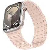 Suphart Magnetic Band Compatible with Apple Watch Band 42mm 41mm 40mm 38mm, Soft Silicone Replacement Wristband Designed for iWatch SE Series 10 9 8 7 6 5 4 3 2 1, Pink
