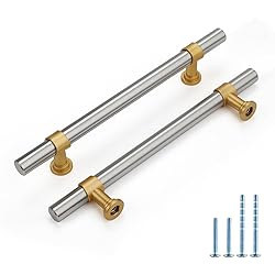 Rergy 10 Pack Brushed Nickel & Gold Drawer Pulls, 5