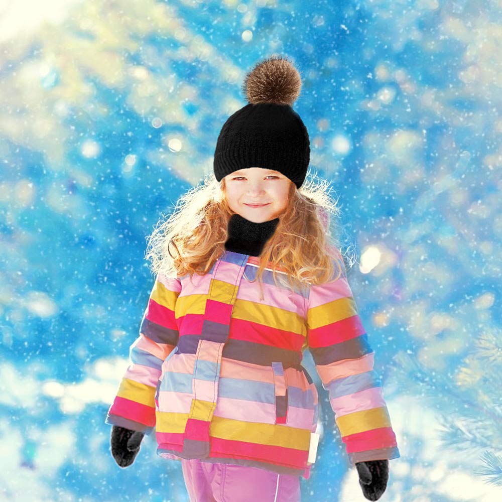 Hicdaw 6PCS Toddler Winter Hats Baby Mittens Gloves Neck Warmer Baby Winter Hat Kids Winter Hat Gloves Scarf Set for Boy Girl
