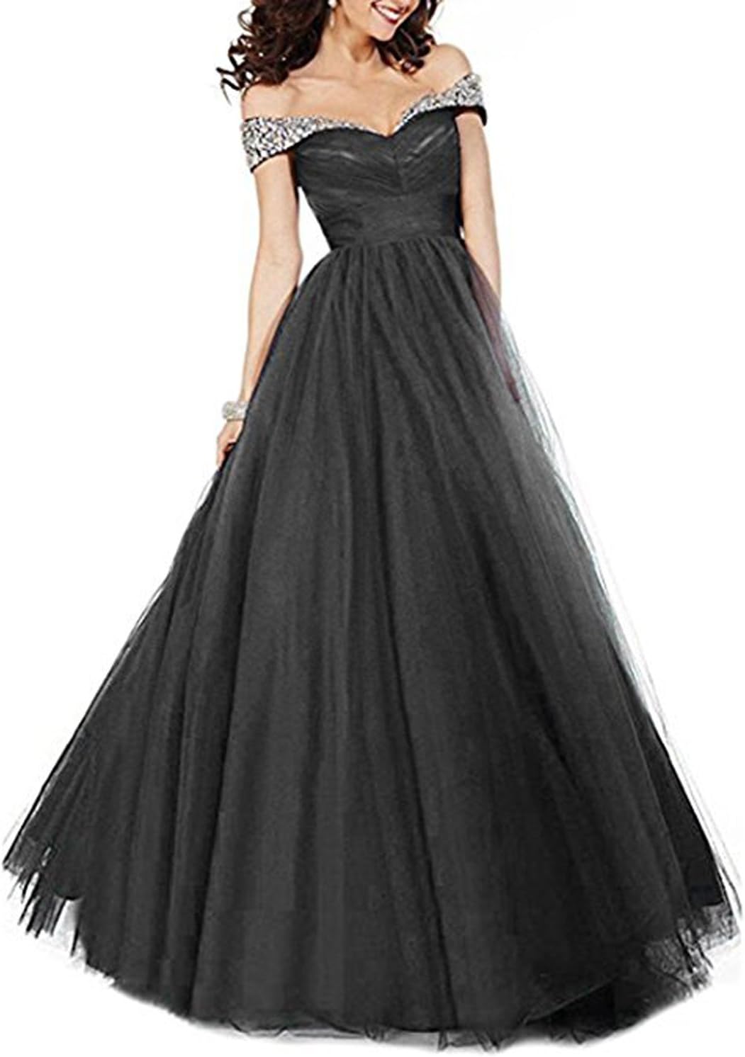 StillluxuryWomen's tulle Off Shoulder Long Evening Gowns