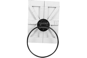 Uonlytech Vintage Farmhouse Wall Mounted Towel Ring Holder with Rustic Wood Backing Iron Bathroom Towel Rack