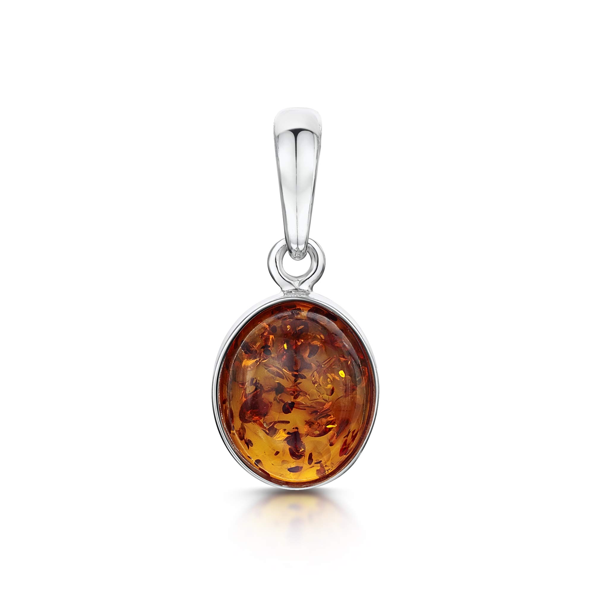 Amberta 925 Sterling Silver with Baltic Amber – Classic Oval Pendant - Honey Colour