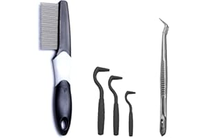SHXXYLJH Dog Tick Remover Tool Dog Comb Tweezer Set,Black Flea Comb For Cats,Dogs,Painlessly Tick Remover Tool Set for Dogs Cats and Humans Pets(3+1+1Pack)