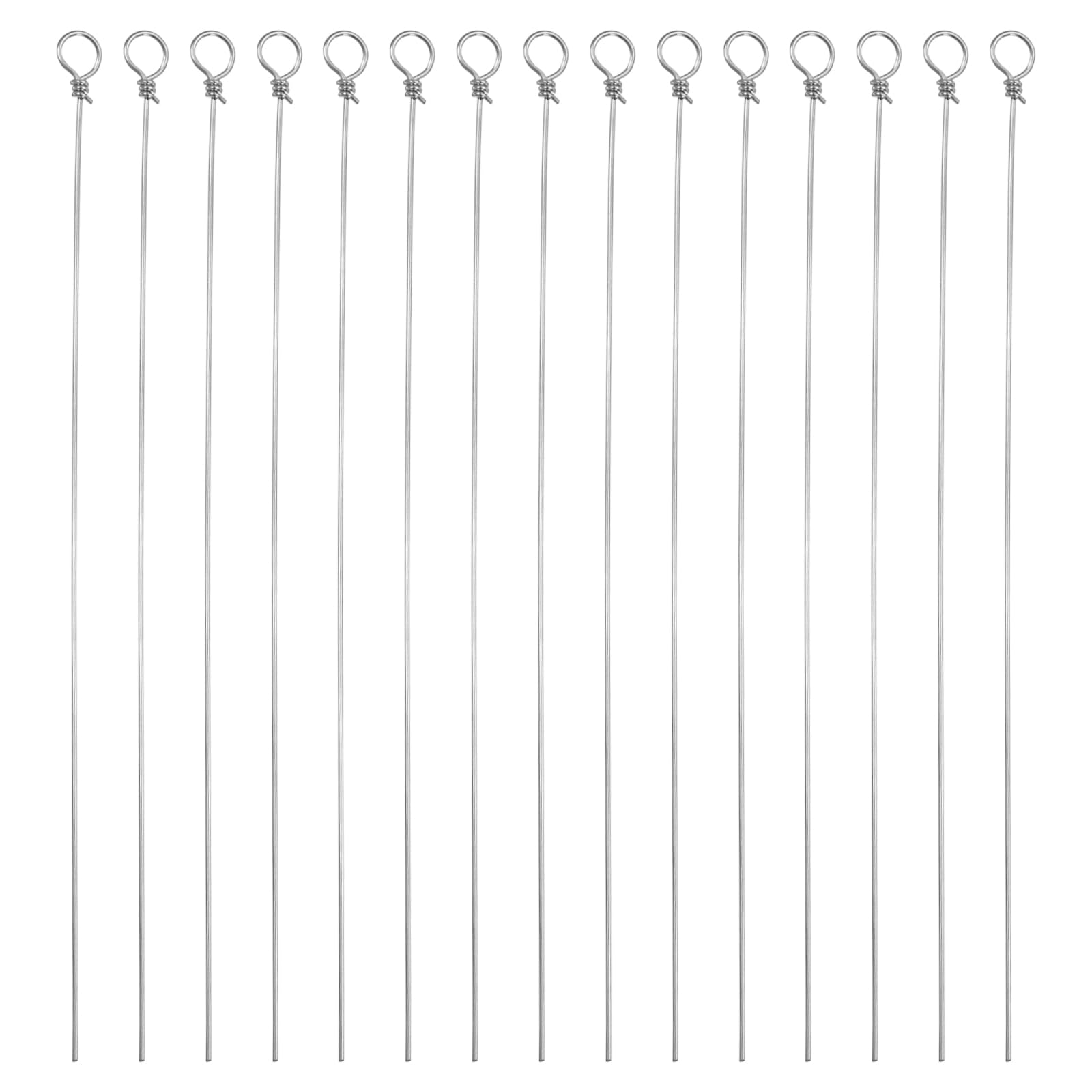 PATIKIL Fishing Looped Spinner Shaft 87mm/3.43", 100Pcs Stainless Steel Looped Wire Spinner Baits Fishing Lure Making Supplies Rigs for Freshwater Saltwater Bass Walleye Salmon Catfish