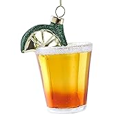 Moxzvnk Premium Glass Christmas Tree Ornaments, Hand Blown Holiday Hanging Decorations for Xmas Tree, Sparkling Festive Party and Home Decor Gift, Durable and Elegant, Lemon Cup