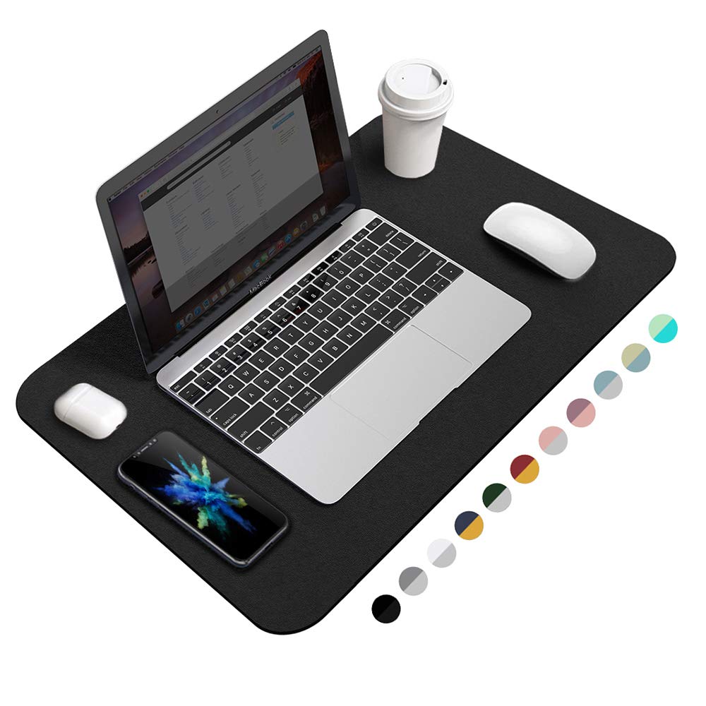 Desk Pad Protector, Waterproof PU Leather Office Desk Mat Desk Writing Mat Laptop Large Mouse Pad Desk Blotters Desk Décor for Office Home, 23.6" x 13.8" Black