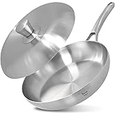 Buon EAT's good 5-Ply Stainless Steel Frying Pan 8 Inch Nonstick Skillet Pan with Lid, Induction Saute Pan for Cooking, Oven Safe Up to 800°F Compatible with All Stovetops