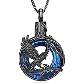 Oinsi Tree of Life Urn Necklace for Ashes Eagle Ring Cremation Jewelry Crystal Stainless Steel Memorial Necklaces Ash Holder for Human Pets Keepsake Jewelry for Women Men