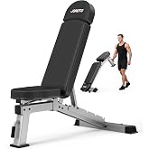 JOROTO FID Adjustable Weight Bench 1300LBS Capacity for Home Gym | Heavy Duty Workout Bench Press with Incline Decline Positions, 34'' Backrest and Wheels for Strength Training at Home Gym