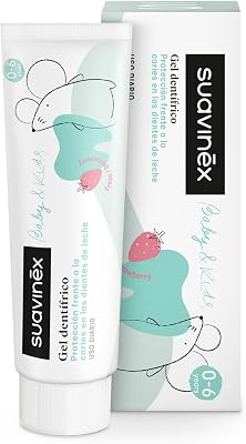 , Pasta Dientes Bebés y Niños 1000ppm Flúor, desde el 1er Diente hasta 6 Años, Sin Gluten, Previene Caries y Cuida las Encías, con Xylitol y Agua de Mar, Gel Dentífrico Sabor Fresa, 50 ml