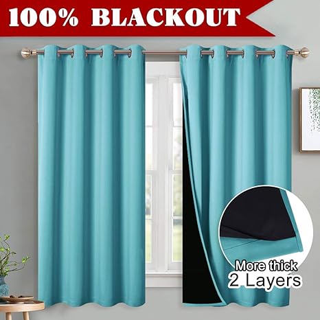 Pony Dance 100 Blackout Curtains Blue Kids Black Liner Curtain