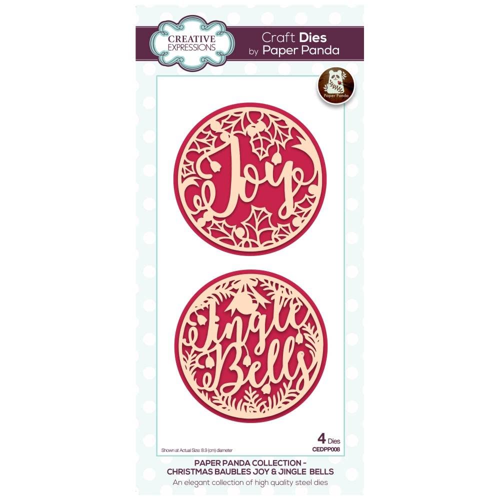 Creative Expressions Paper Panda - Christmas Baubles Joy & Jingles Bells - Craft Die CEDPP008,8.9 x 8.9
