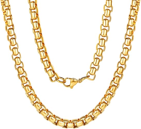 Amazon Chainspro 60cm 幅6mm 18金 ロール チェーン ネックレス メンズ ゴールド 316lサージカルステンレス レディース アクセサリー ネックレス 通販