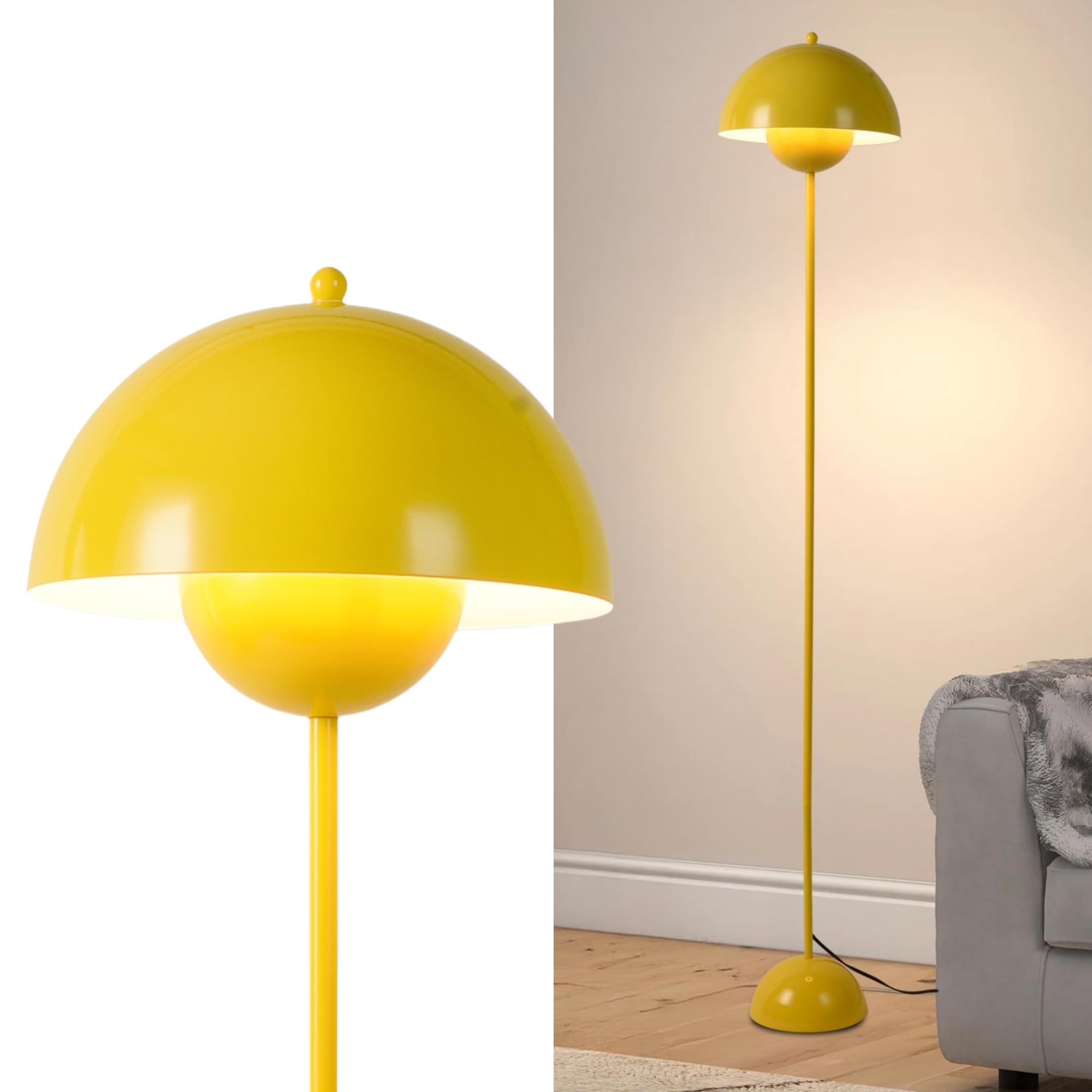 Photo 1 of COSYLUX Modern Floor Lamp for Living Room, Industrial Tall Standing Lamp for Bedroom, Metal Shade Reflecting Light Reading Floor Lamp for Office, Nursery Room, Corner(Yellow)