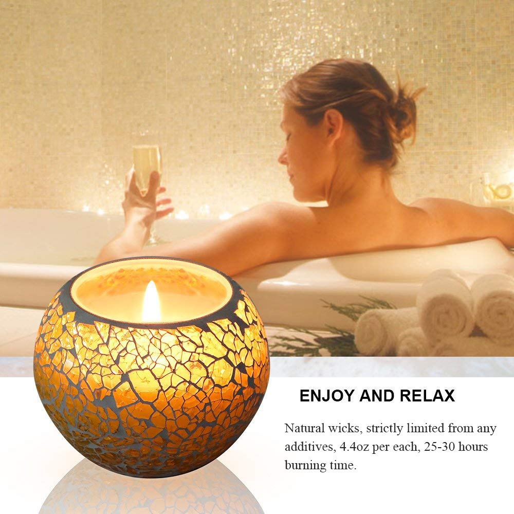 Scented Candle Gift set Soy Wax Candle 3 Pack of Lavender Rose and Lemon Travel Candle, Natural Vegan Travel Tin of 3 x 4.4 Oz 100% Natural Soy Glass Candles, Suitable for Birthday Bath Aromatherapy Weddings Yoga Christmas