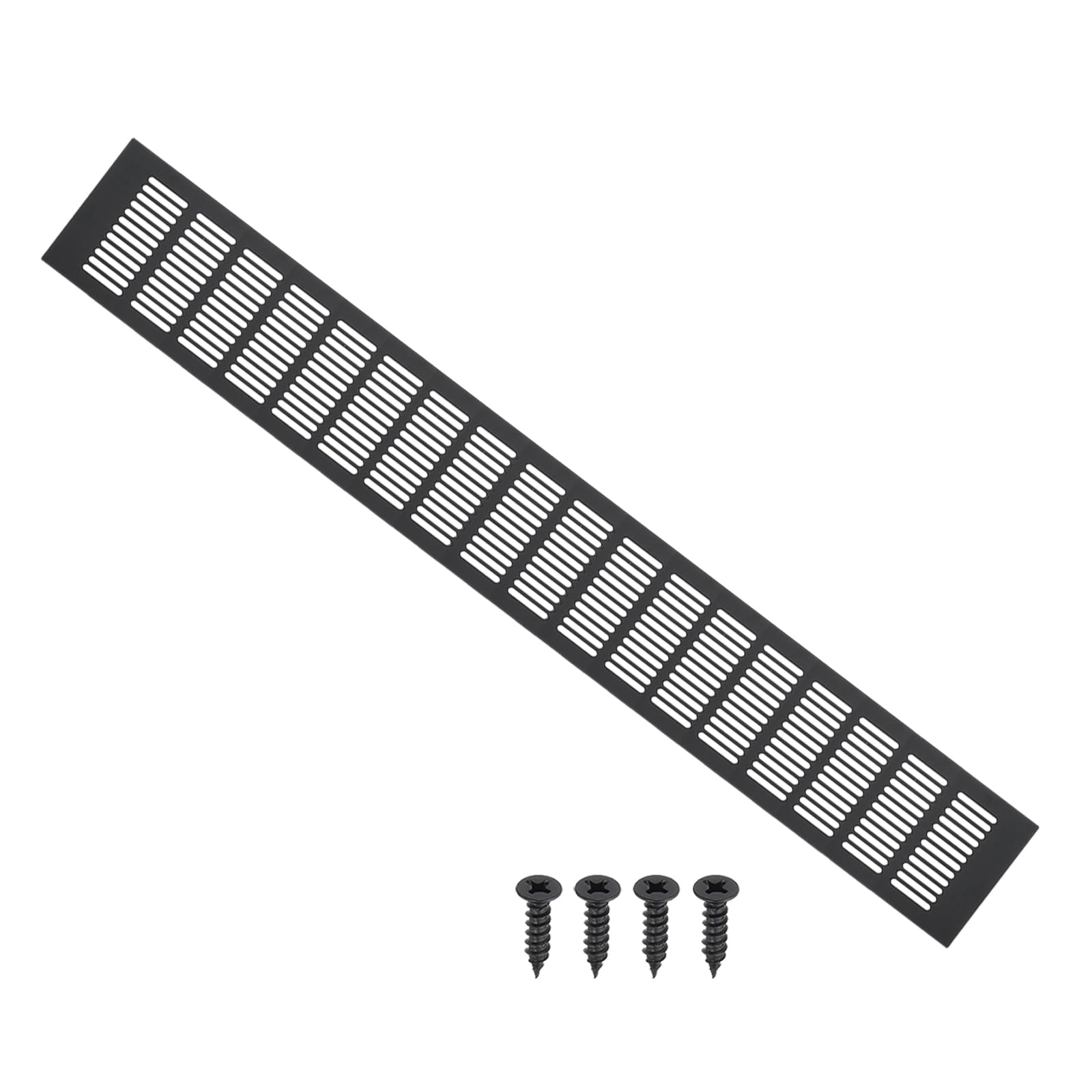 PATIKIL 27.6 x 4 Inch Door Air Vent Cover, Aluminum Grille Ventilation Cover Louvered with Mounting Screws for Cabinet Wardrobe Door, Black