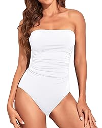 Holipick Women White One Piece Swimsuits Tummy