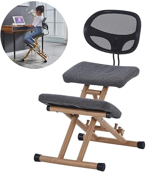 Amazon Co Jp バックサポート正しい姿勢近視椅子の高さ調節可能なスツールホームオフィスを持つ人間工学スツール ひざまずく椅子 Color Gray ホーム キッチン