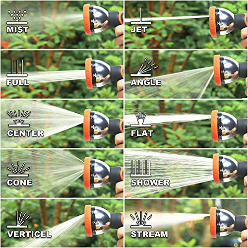 Garden Hose Nozzle | Flosuber Hose Spray Nozzle Water Hose Nozzle Heavy Duty 10 Adjustable Watering Patterns, Slip and Shock Resistant for Outdoor Lawn & Plant, Car & Pet Washing
