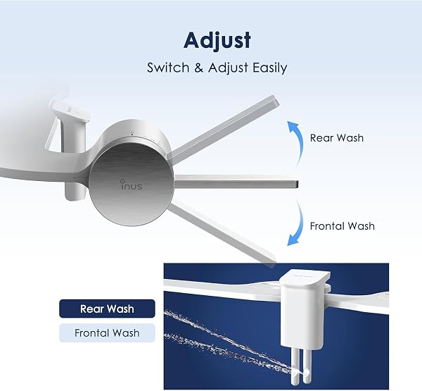INUS DUAL NOZZLE BIDET ATTACHMENT FOR EXISTING TOILETS SEAT,SLIM NON-ELECTRIC BIDET TOILET SEAT ATTACHMENT WITH EASY-TO-HOLD DESIGN CONTROL-STAINLESS STEEL COLOR