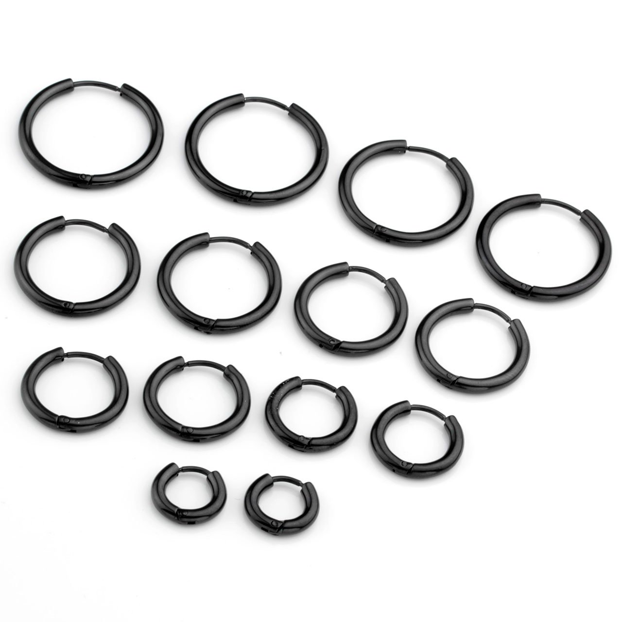 BOPREINA 7 Pairs 18G 8mm-20mm Stainless Steel Mens Womens Endless Hoop Earrings Cartilage Piercing Rings