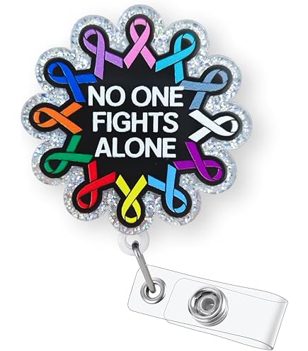Arakulago Breast Cancer Awareness Badge Reel - 'No One Fights Alone' Retractable ID Holder For Nurses - View #8