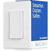 ELEGRP Smart Dimmer Light Switch DPR30, 2.4GHz Wi-Fi Dimmer Switch Compatible with Alexa and Google Assistant, Single Pole/3 Way, Needs Neutral Wire, No Hub Required, UL Listed, Matte White, 1 Pack