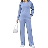 difficort Womens 2 Piece Outfits Fall Lounge Sets Wide Leg Loungewear Workout Sets with Pockets