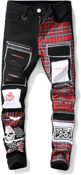 destroyed jeans with patches